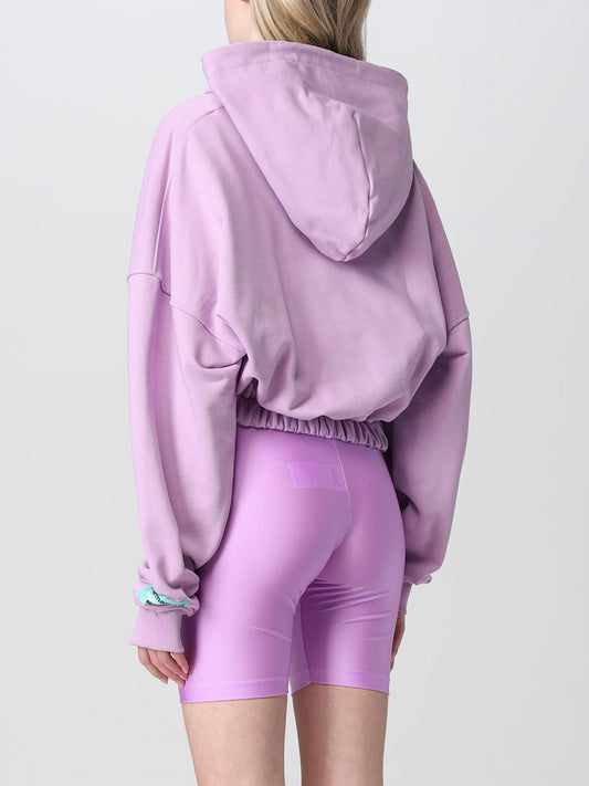 Plush Purple Cotton Hoodie with Zip Closure
