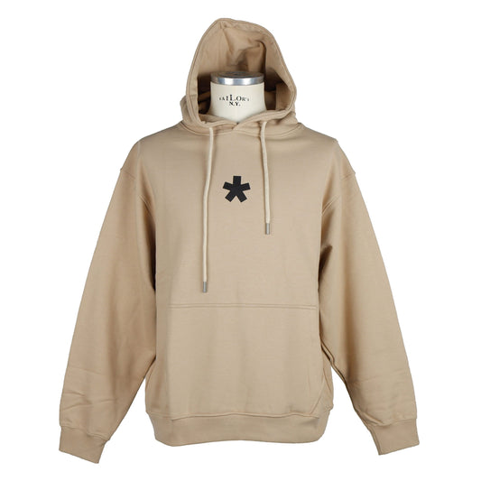 Chic Beige Logo Hoodie with Graphic Back Print