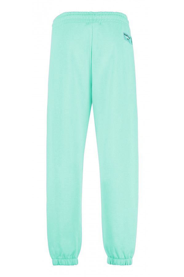 Emerald Cotton Trousers with Logo Print