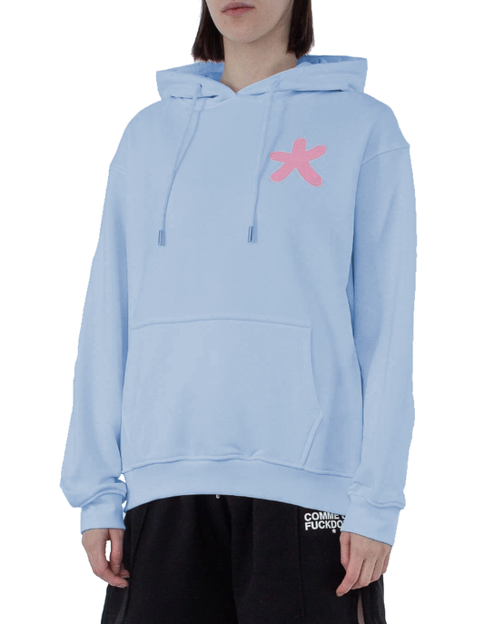 Chic Light Blue Cotton Hoodie with Logo Print