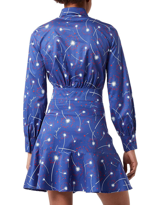 Chic Cotton Shirt Collar Dress in Abstract Print