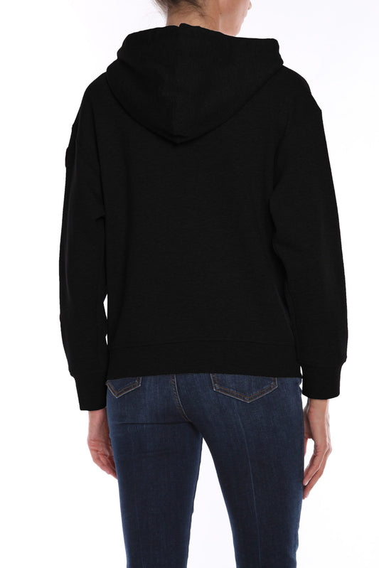 Embroidered Hearts Hooded Cotton Sweatshirt