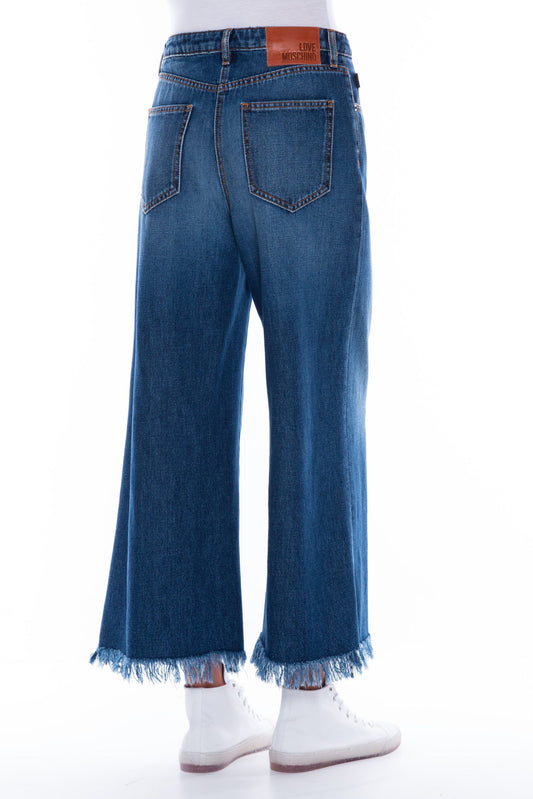 Chic Baggy Blue Jeans with Frayed Hem