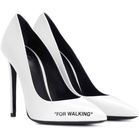Elegant Calfskin Stiletto Heels with Front Print