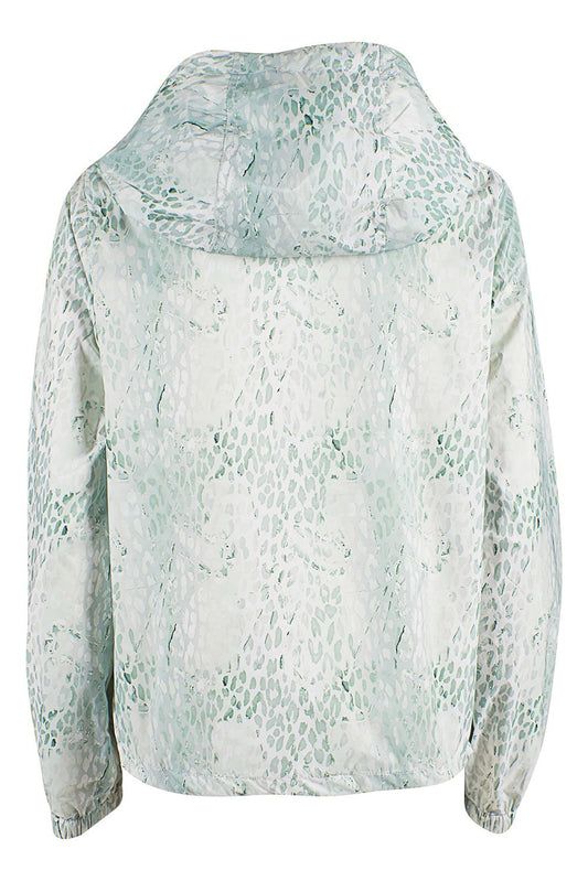Chic Snakeskin Effect Hooded Jacket in Lush Green