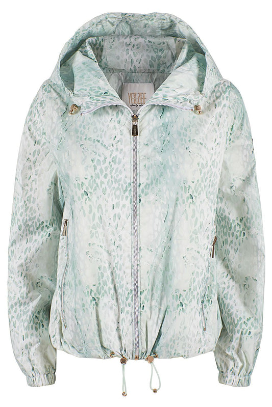Chic Snakeskin Effect Hooded Jacket in Lush Green