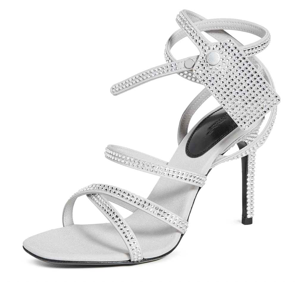 Dazzling Gray Diamond Buckle Leather Sandals