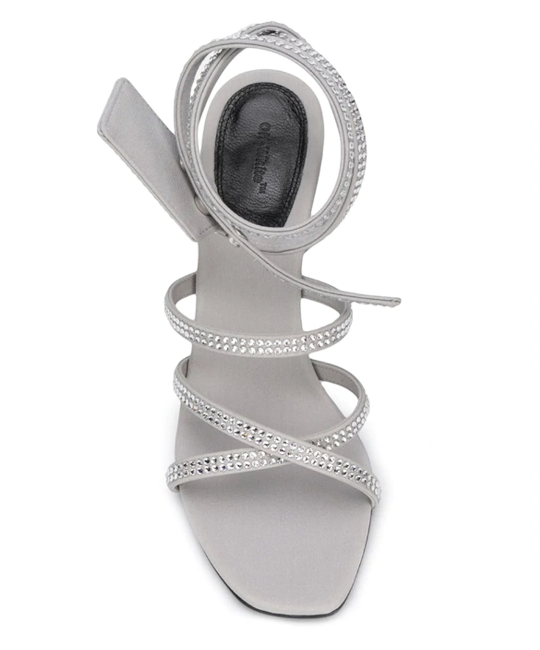 Dazzling Gray Diamond Buckle Leather Sandals