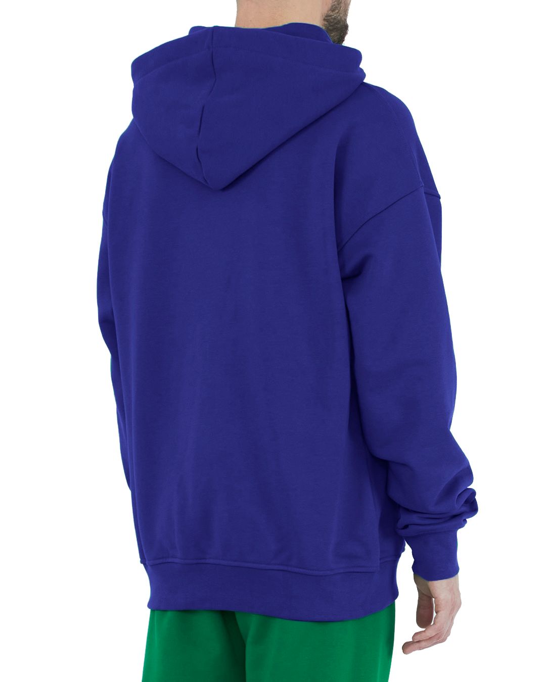 Blue Cotton Hooded Sweatshirt with Bold Print