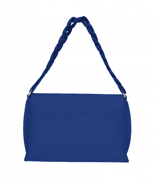 Elegant Blue Flap Crossbody Bag with Logo Detail