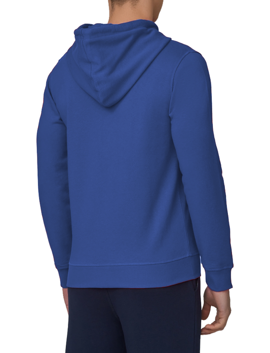 Chic Blue Hooded Sweatshirt with Rubber Logo