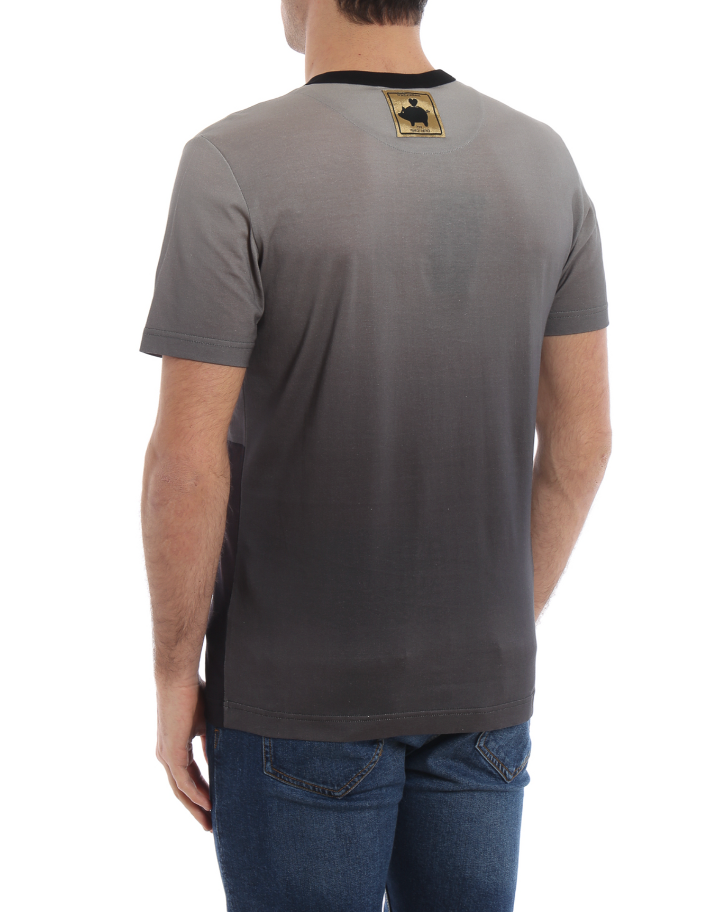 Elegant Gray Cotton T-Shirt with Designer Emblem