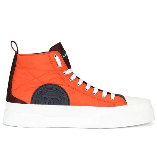 Quilted Satin High-Top Sneakers in Multicolor