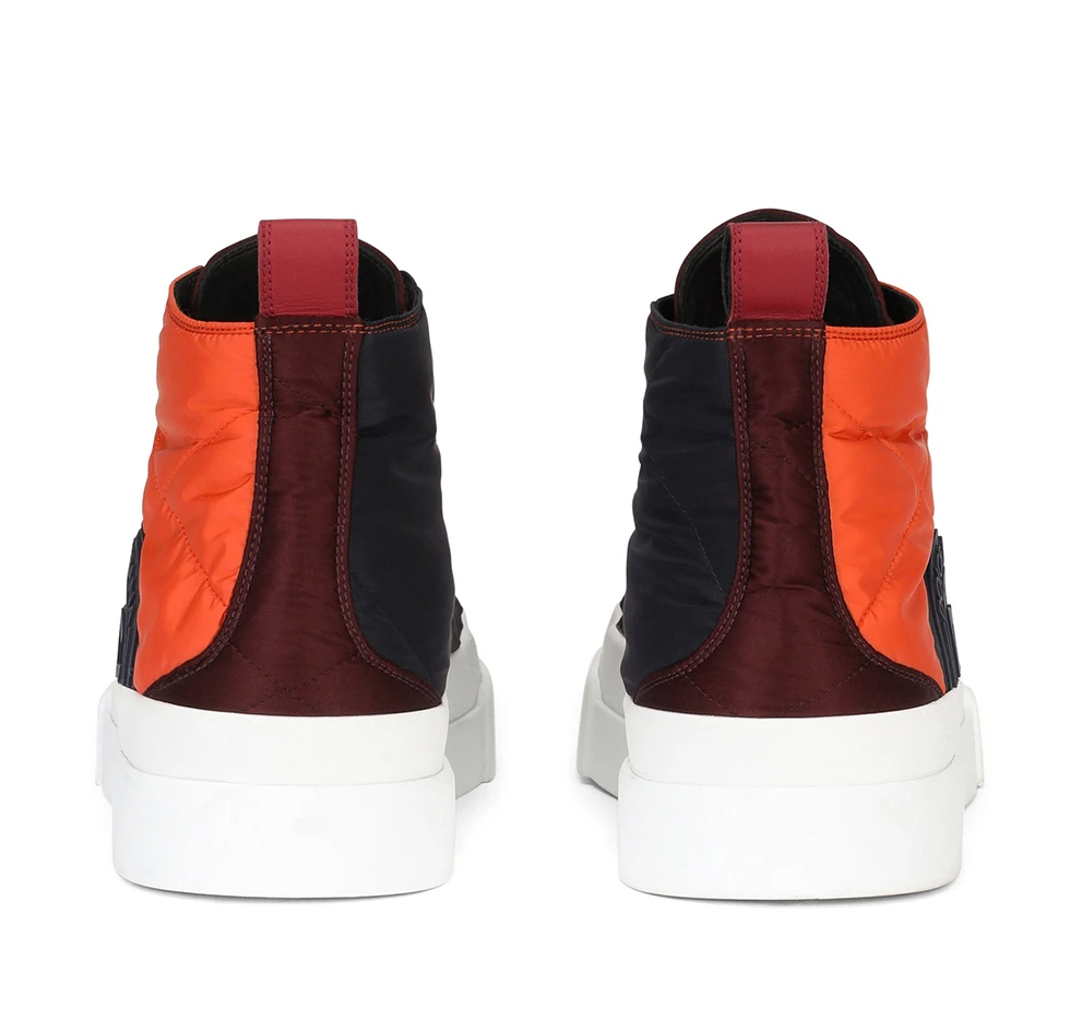 Quilted Satin High-Top Sneakers in Multicolor