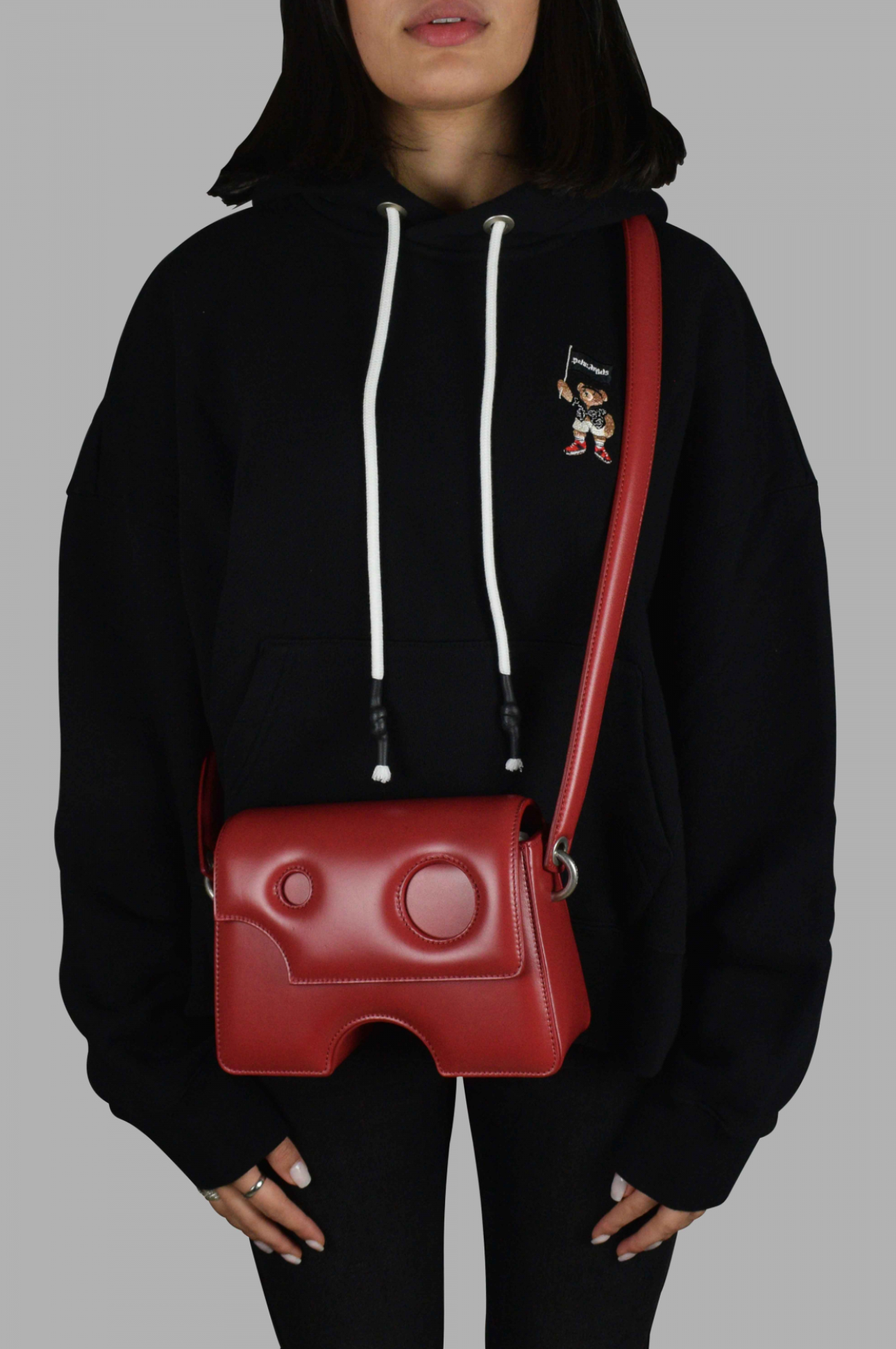 Chic Red Leather Crossbody Bag - Italian Elegance