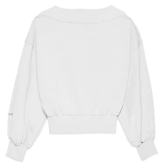 Chic V-Neck Cotton Sweatshirt with Logo Sleeve