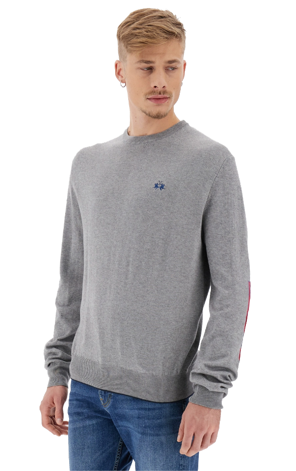 Embroidered Logo Cotton Crew Neck Sweater