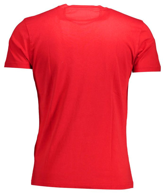Embroidered Logo Red Cotton T-Shirt for Men