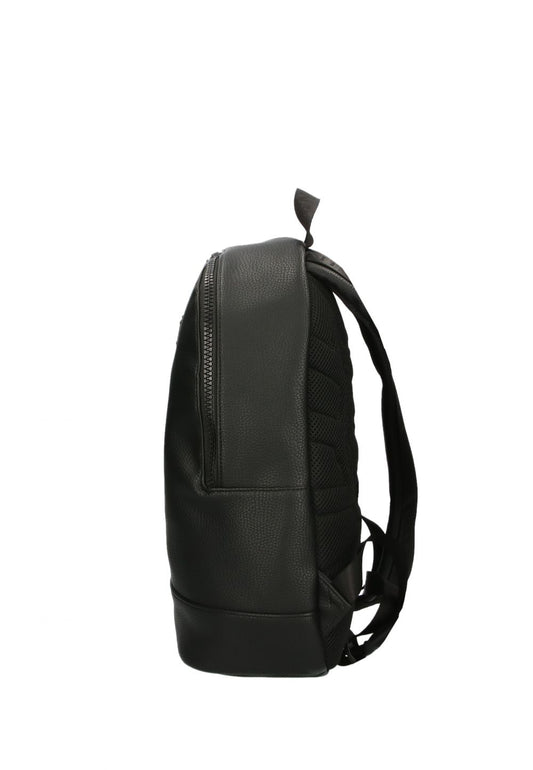 Sleek Black Designer Backpack with Metal Logo