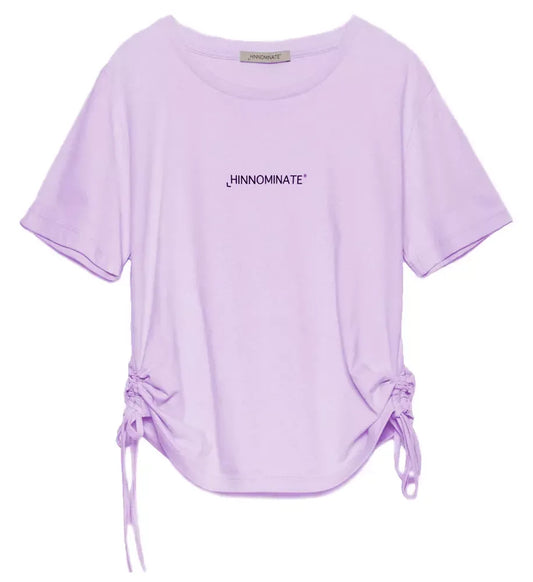 Gathered Jersey Tee with Dangling Laces