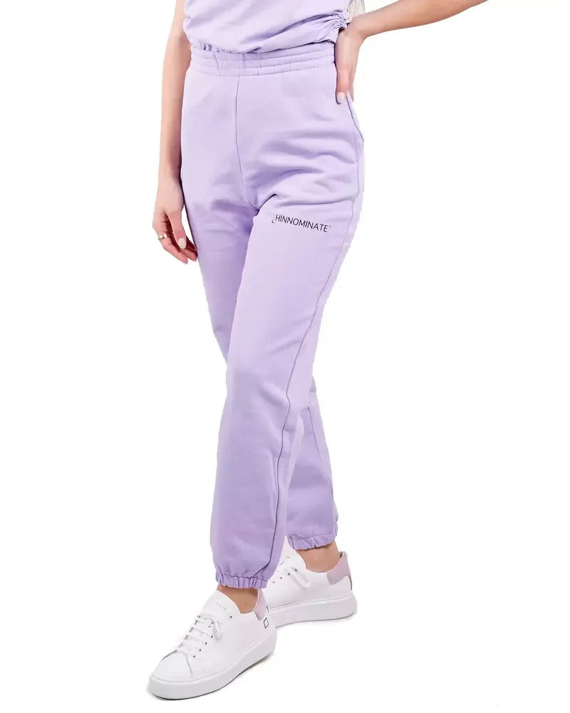 Elevated Purple Fleece Trousers with High Waist