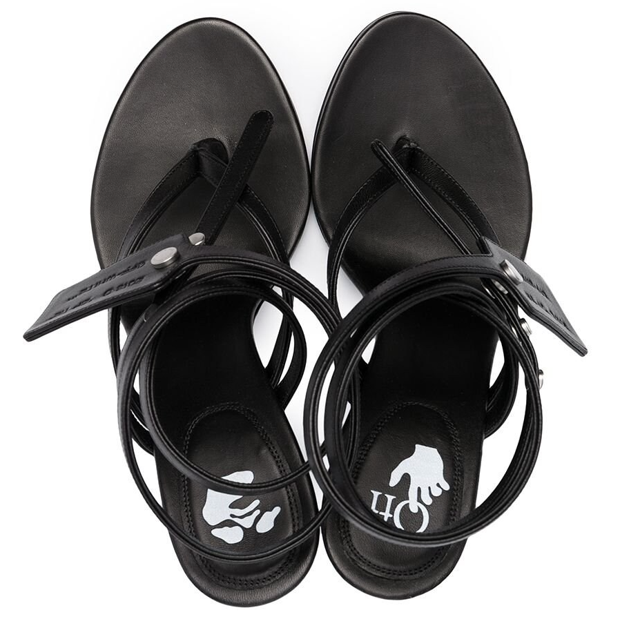 Elegant Calf Leather Stiletto Sandals with Zip Tie Accent