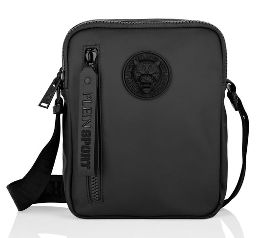 Sleek Messenger Bag with 3D Logo and Zip Closure
