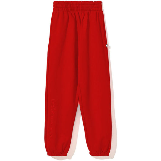 Chic Embroidered Cotton Sweatpants in Bold Red