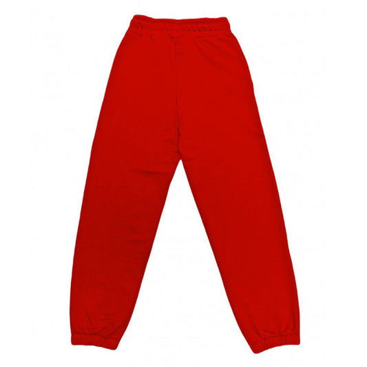 Chic Embroidered Cotton Sweatpants in Bold Red