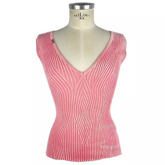 Peony Pink V-Neck Tank Top with Logo Accent