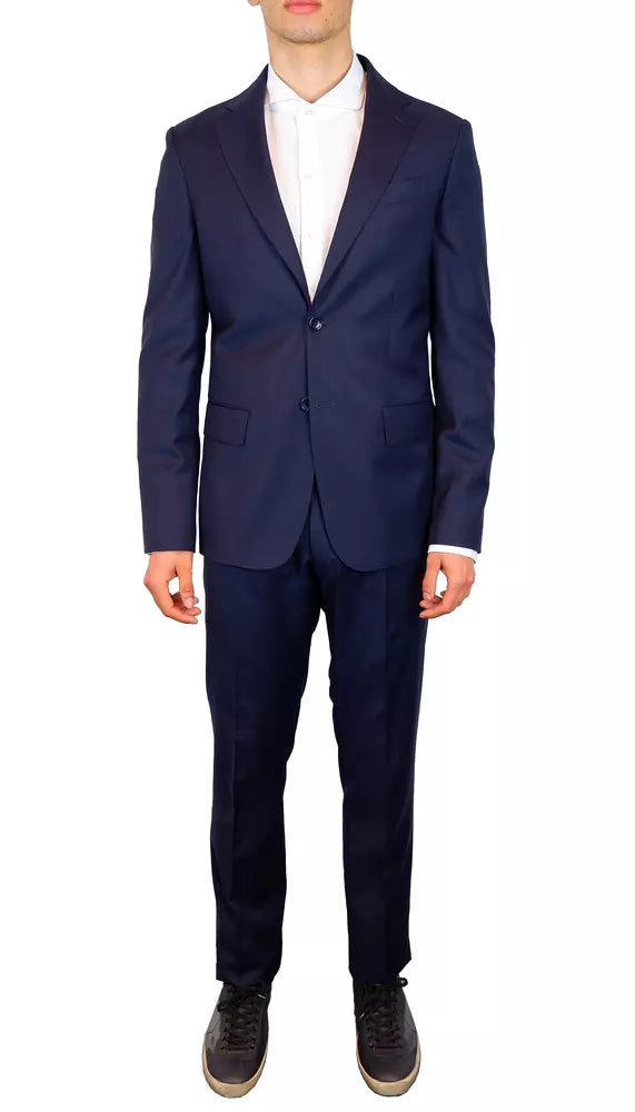 Elegant Italian Wool Suit in Classic Blue