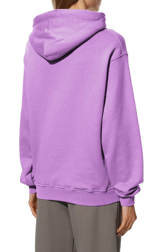 Purple Cotton Hooded Sweatshirt with Logo Print