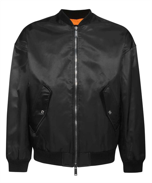 Sleek Nylon Zip-Up Jacket with Orange Lining