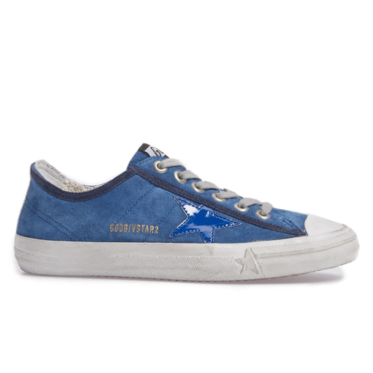 Elegant Blue Suede Low Sneakers with Star Accent