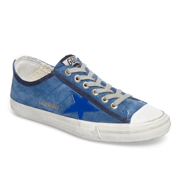 Chic Blue Suede Low-Top Sneakers