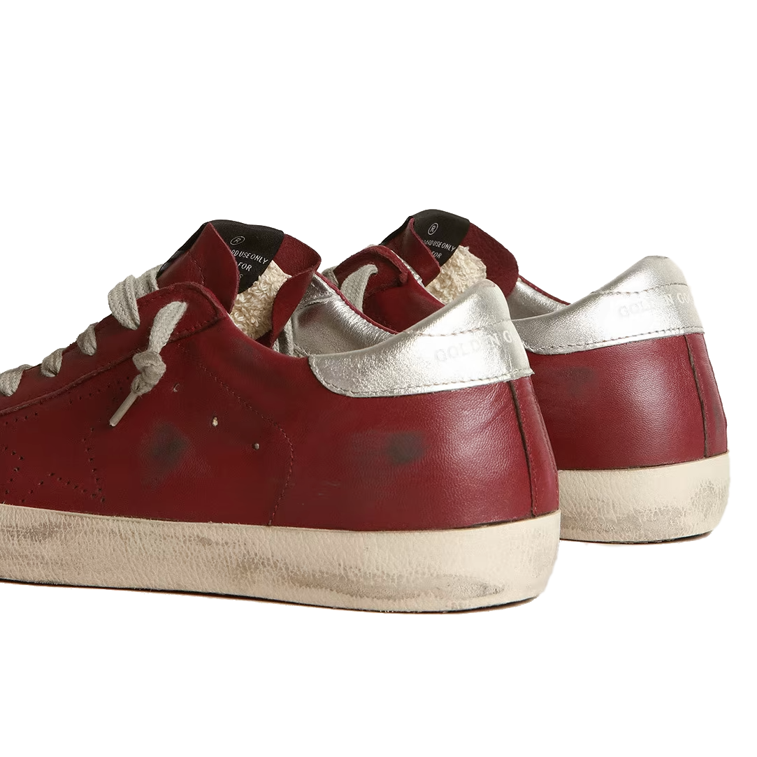 Radiant Red Calfskin Sneakers with Silver Accents