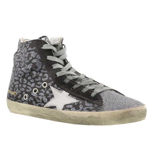 Elevated High-Top Glitter Sneakers in Gray