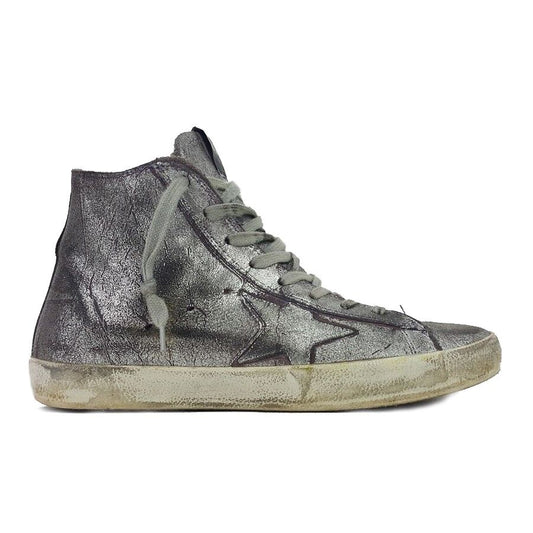 Chic Silver-Painted Purple High-Top Sneakers