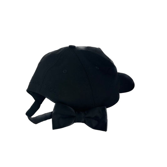 Elegant Black Visor Cap with Silk Blend
