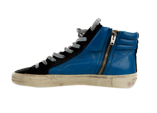 Iconic Black Blue Leather Sneakers