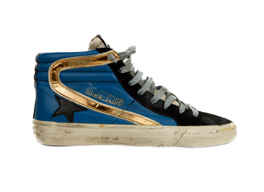 Iconic Black Blue Leather Sneakers