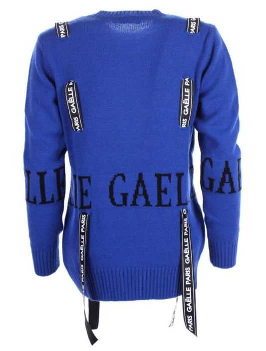 Chic Blue Wool Blend Sweater with Logo Detail