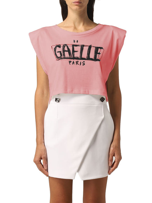 Chic Jersey Tee with Shoulder Pads & Front Logo