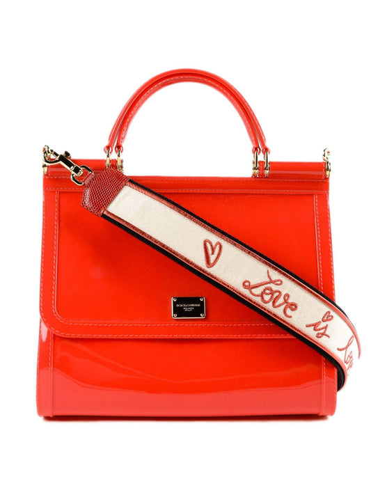 Elegant Red Sicily Shoulder Bag with Gold-Tone Accents