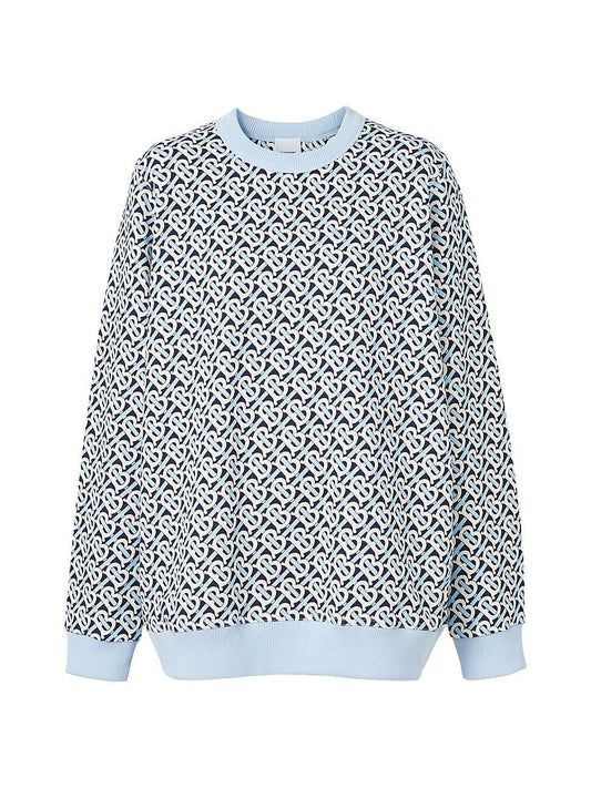 Elegant Light Blue Logo-Print Sweater