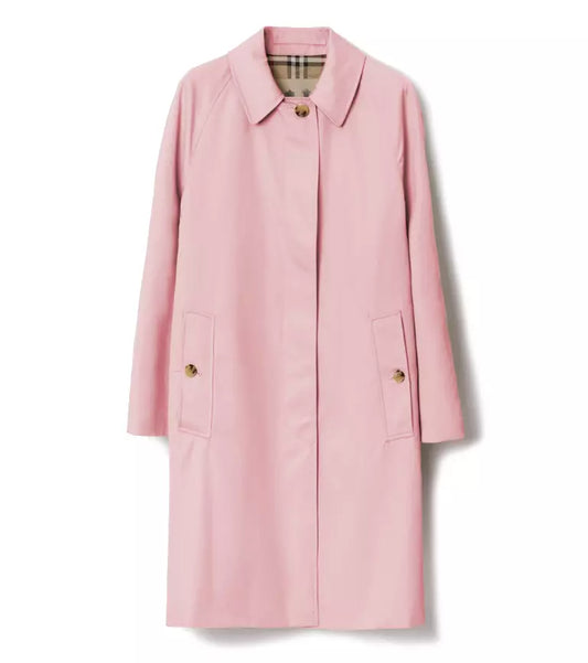 Elegant Cotton-Blend Trench Coat in Pink