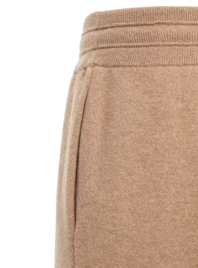 Elegant Camel Monogram Cashmere Sport Pants