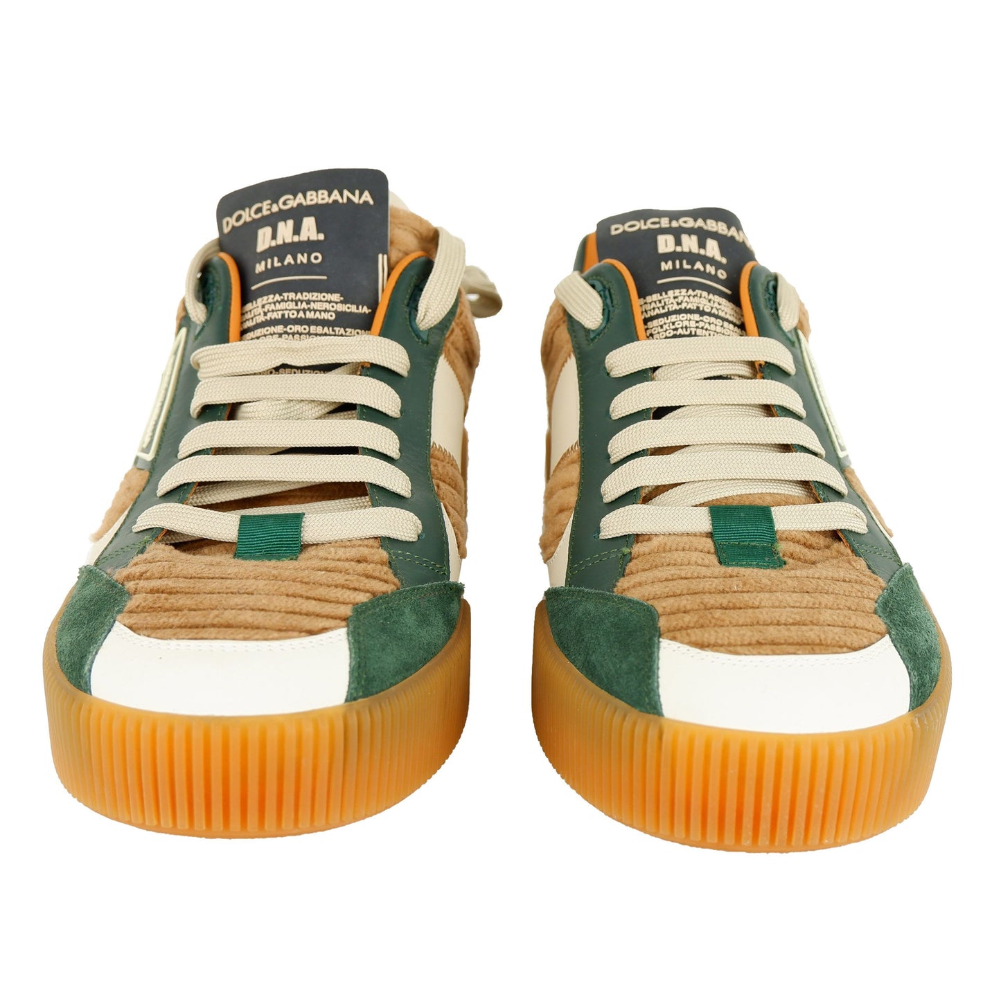 Luxe Green & White Calfskin Sneakers