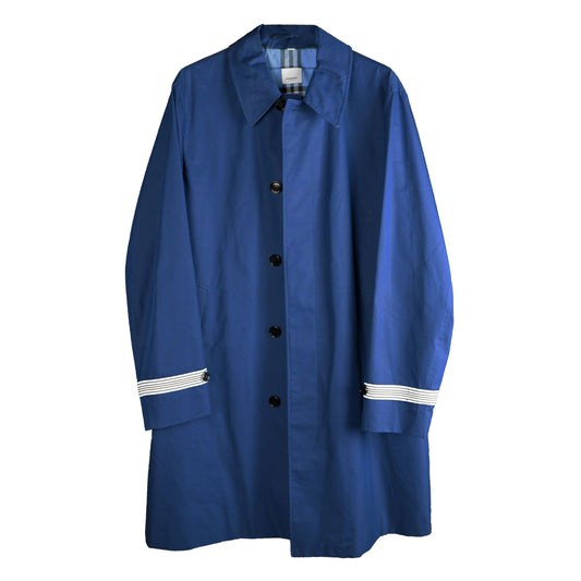 Elegant Men's Blue Cotton-Blend Trench Coat