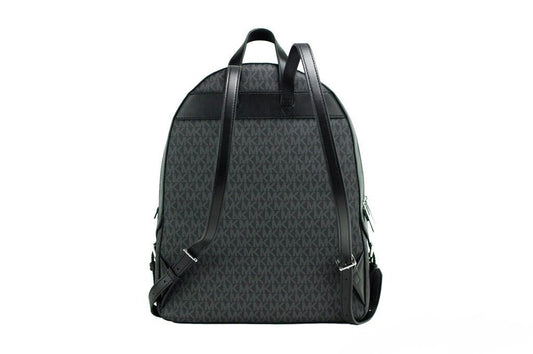 Jaycee Large Black PVC Leather Zip Pocket Backpack Bag Bookbag